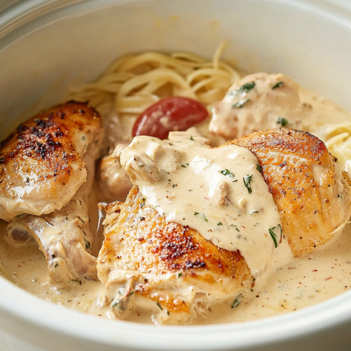 Creamy Tuscan Slow Cooker Chicken