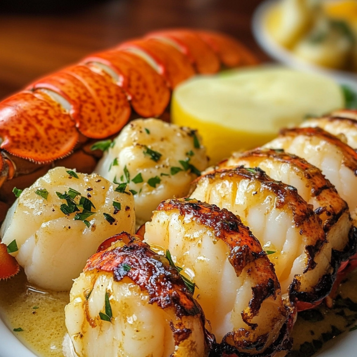 Garlic Butter Lobster and Scallops Feast