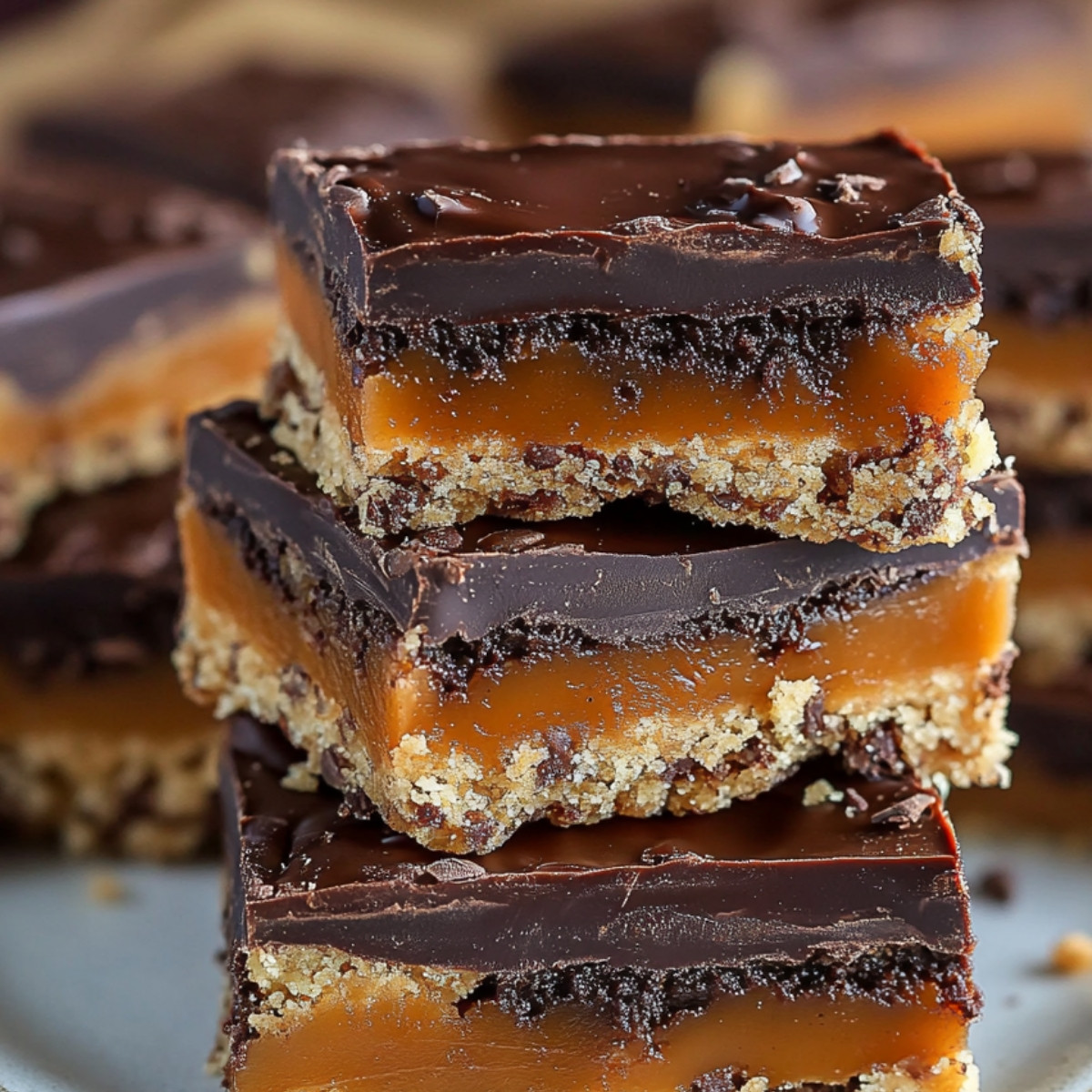 Gooey Caramel Chocolate Crunch Bars