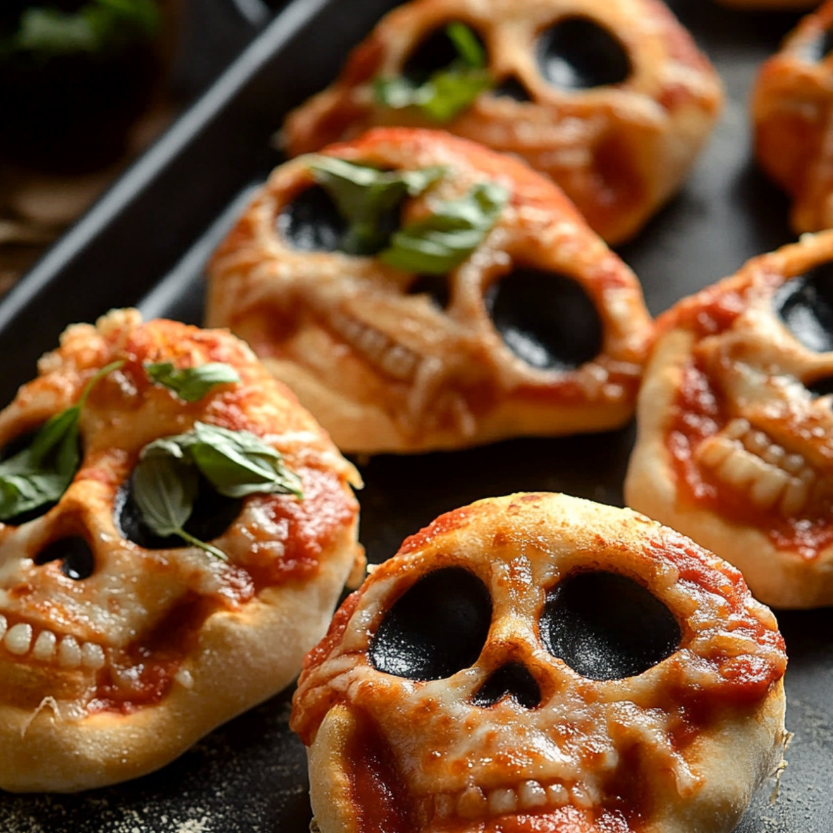 Halloween Pizza Skulls