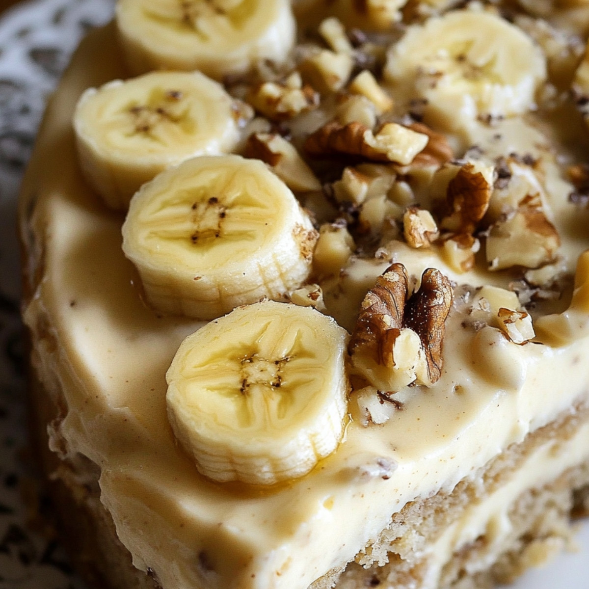 Heavenly Banana Walnut Cream Cake