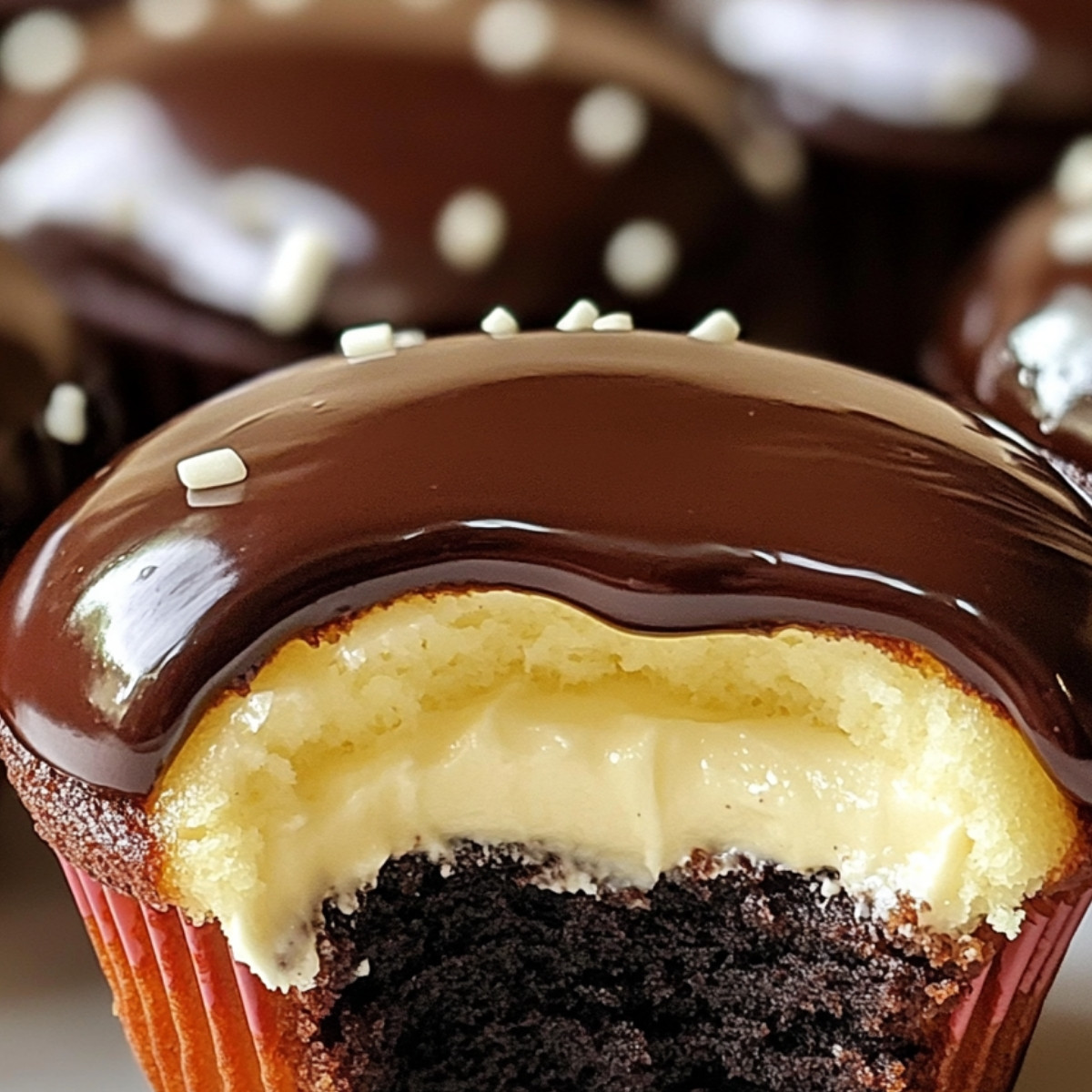 Indulge yourself with these Decadent Boston Cream Cupcakes! They're the perfect treat to satisfy your sweet cravings with a luscious vanilla cream filling and rich chocolate ganache on top. Let's get baking! 🎉