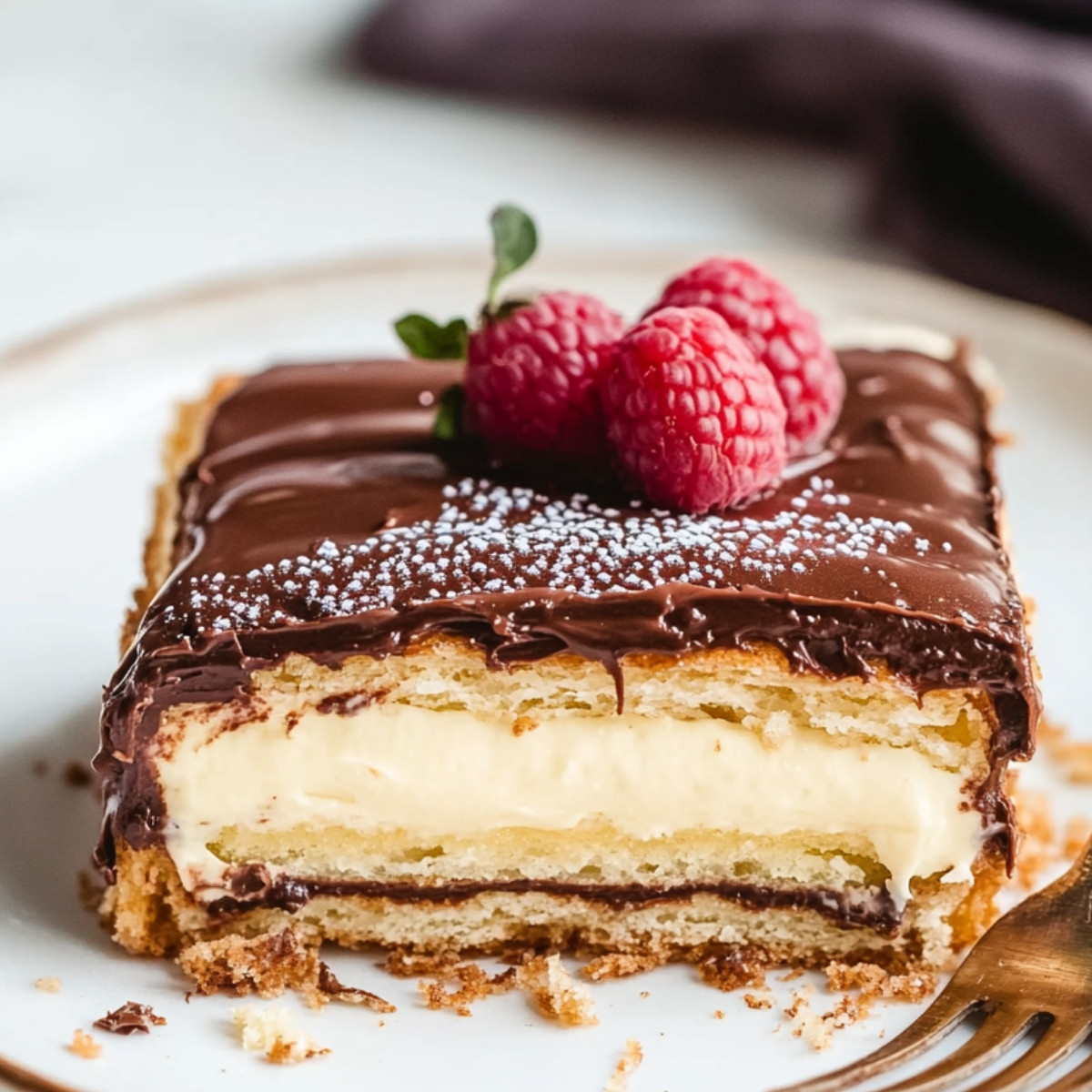 No Bake Chocolate Eclair Cake