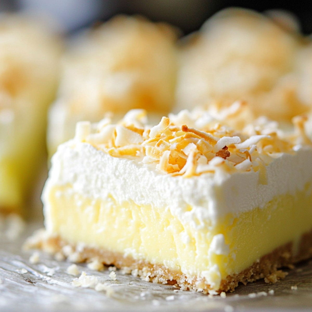 No Bake Lemon Coconut Cheesecake Bars