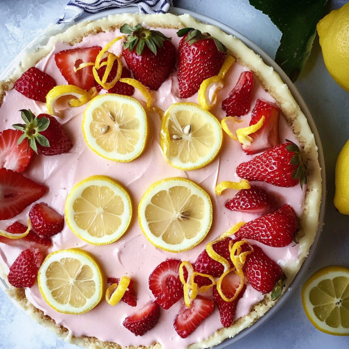 No-Bake Strawberry Lemon Cheesecake