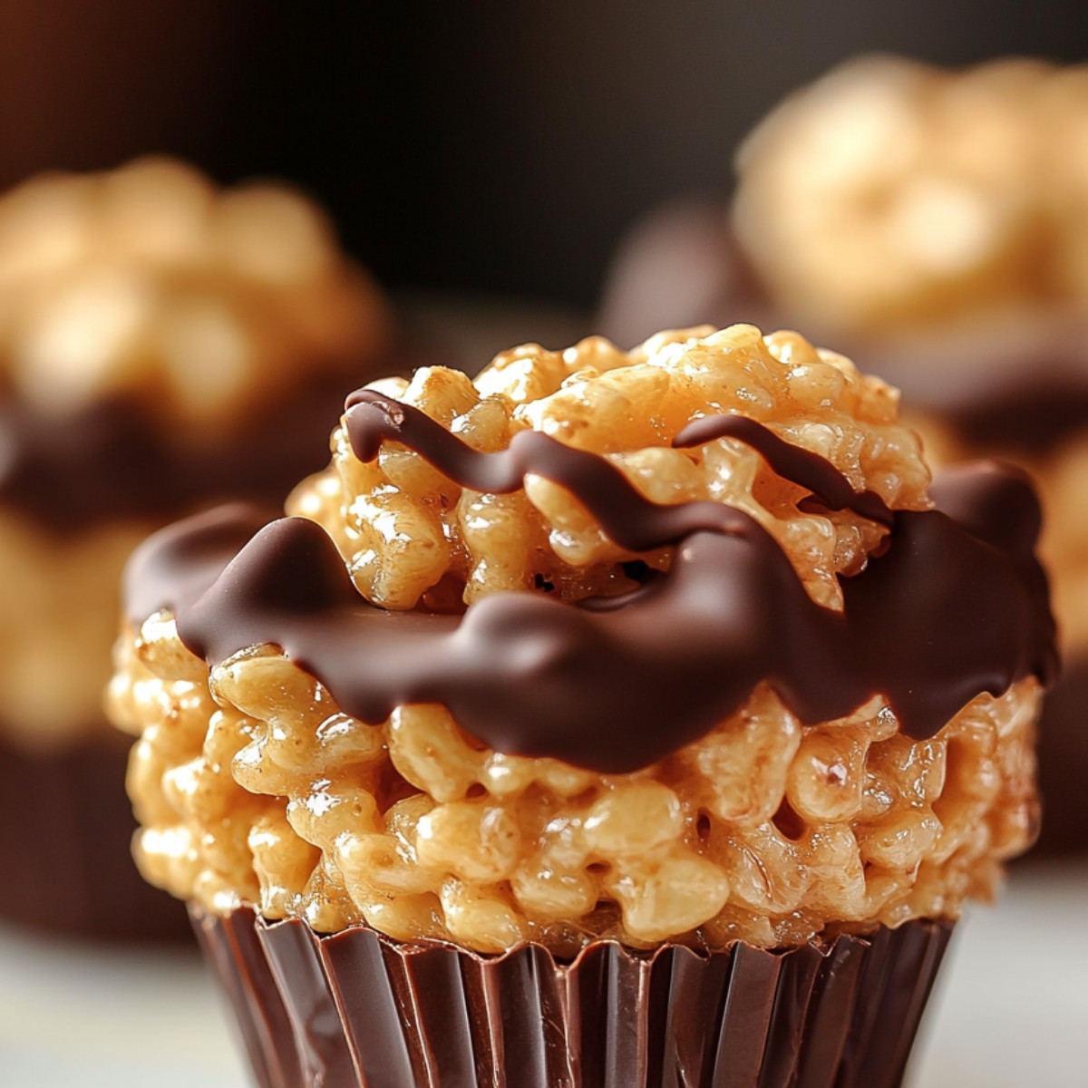 Peanut Butter Chocolate Rice Krispie Treat Cups