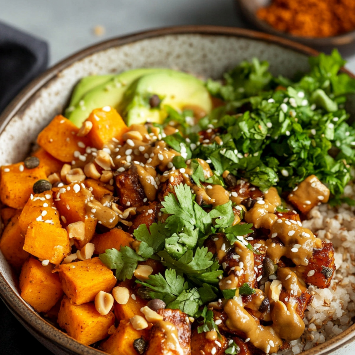 Peanut Sweet Potato Buddha Bowls