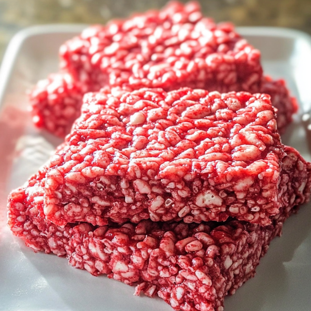 Red Velvet Raw Meat Rice Krispies Treats