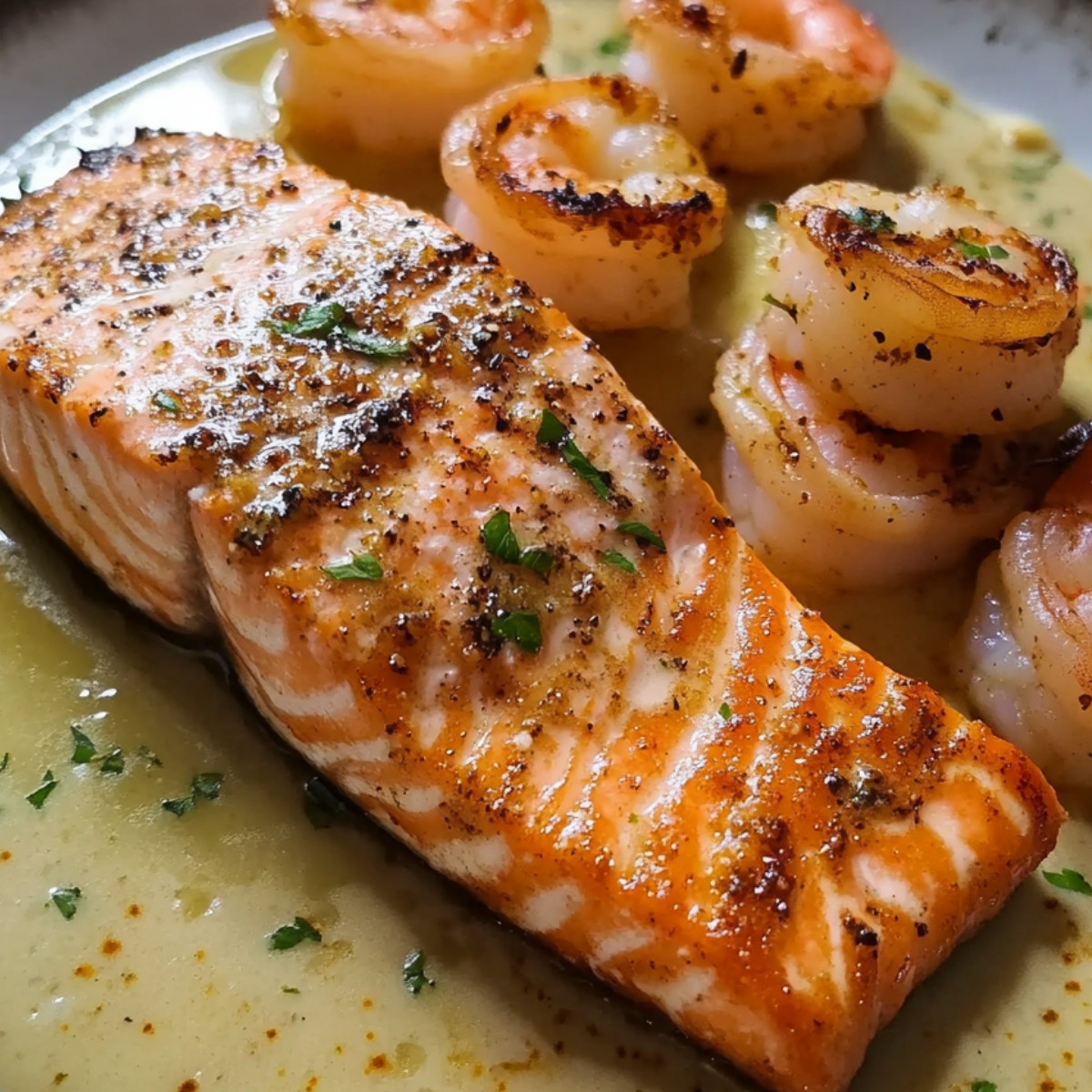 Salmon and Shrimp with Cajun Cream Sauce