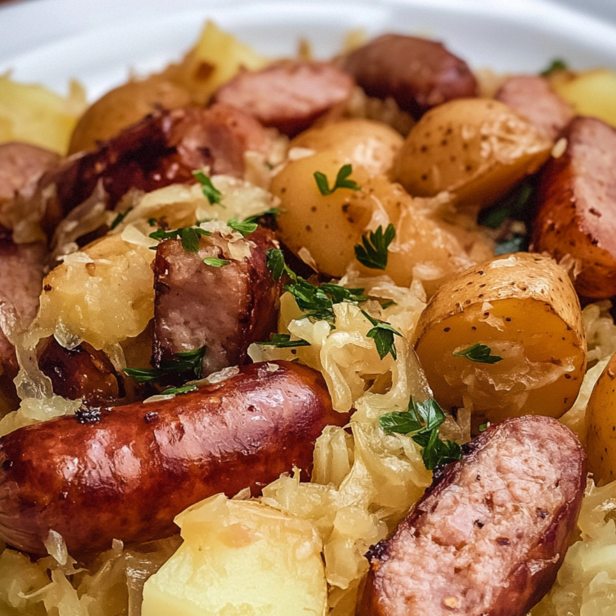 Smoked Sausage, Potatoes, Sauerkraut, and Ale Extravaganza