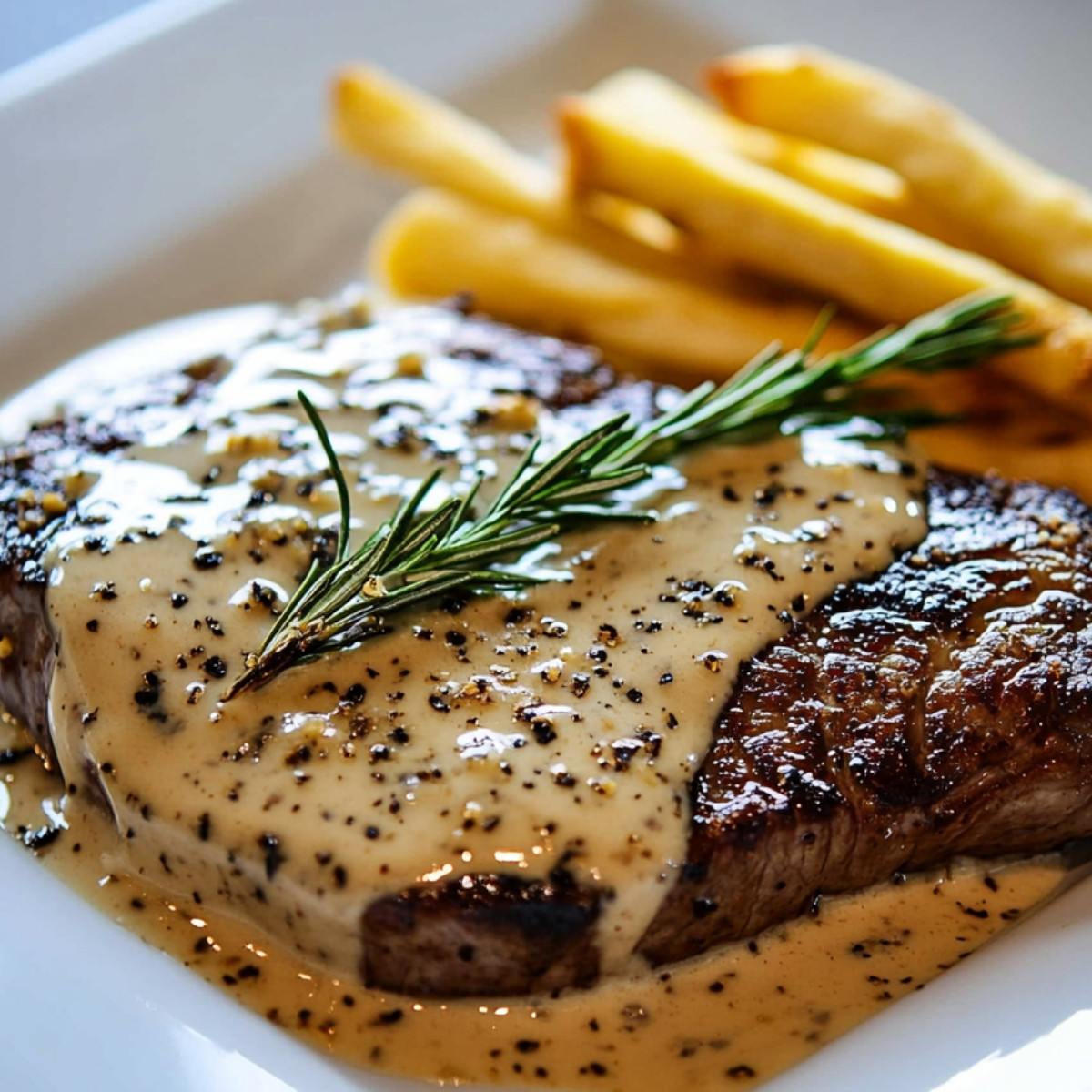 Steak with Garlic Cream Sauce