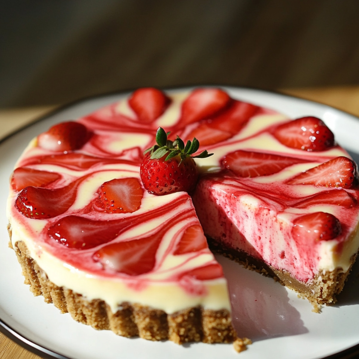 Strawberry Swirl Cheesecake