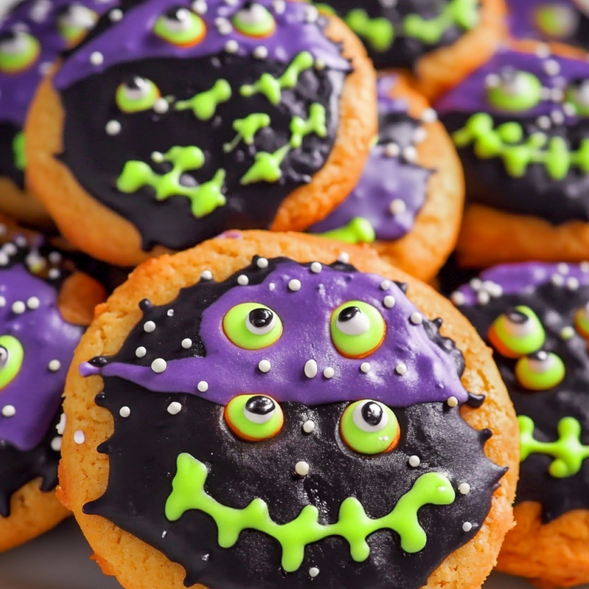 🎃🍪 Get ready for a spooktacular treat with these Halloween-themed spooky cookies! Perfectly sweet with a ghoulish twist, these are sure to be a hit at your next Halloween bash. Let's get baking!