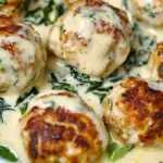 Chicken Ricotta Meatballs with Spinach Alfredo Sauce