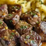 Garlic Butter Steak Bites & Cheesy Smashed Potatoes