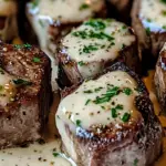 Garlic Butter Steak Bites with Parmesan Cream Sauce