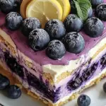 Lemon Blueberry Shortbread Mousse Cake