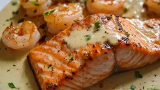 Salmon and Shrimp with Cajun Cream Sauce