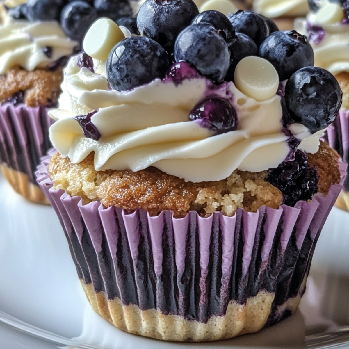 Blueberry White Chocolate Cheesecake Cupcakes