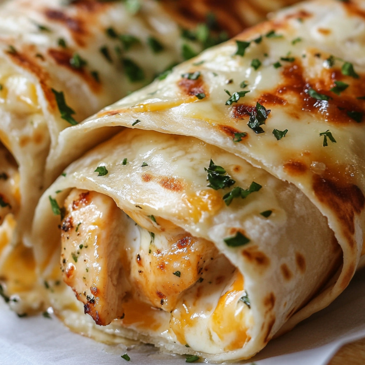 Cheesy Garlic Chicken Wraps