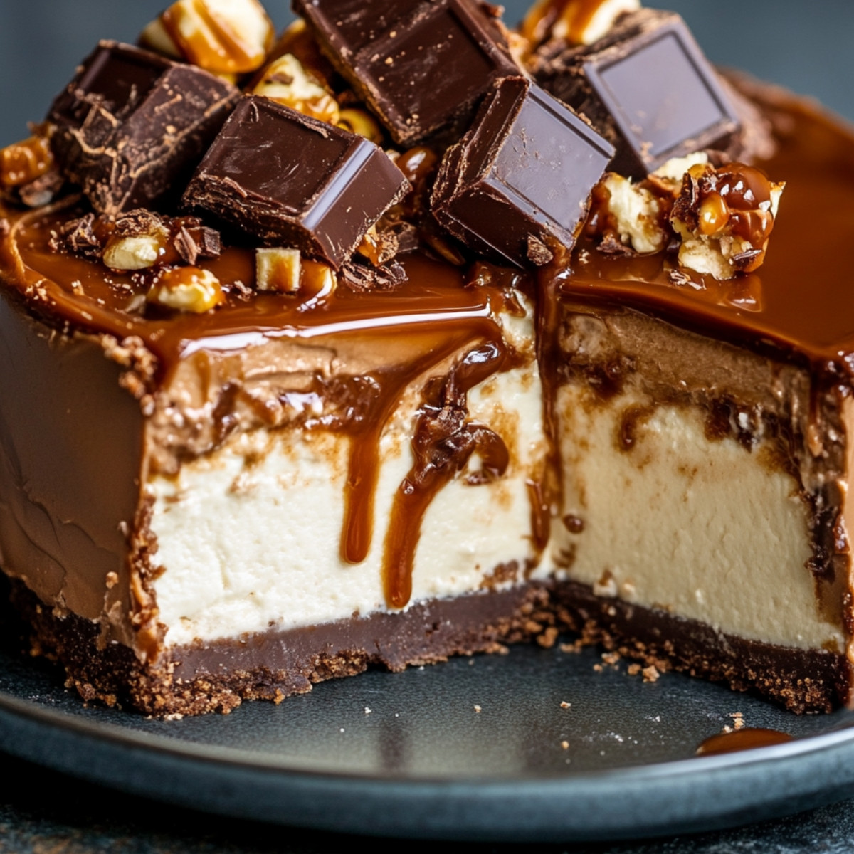 Chocolate Caramel Twix Cheesecake