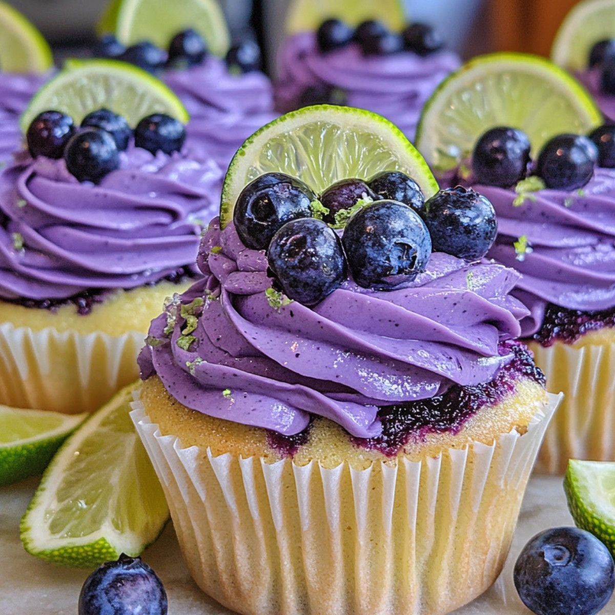 Dreamy Blueberry Lime Cheesecake Cupcakes