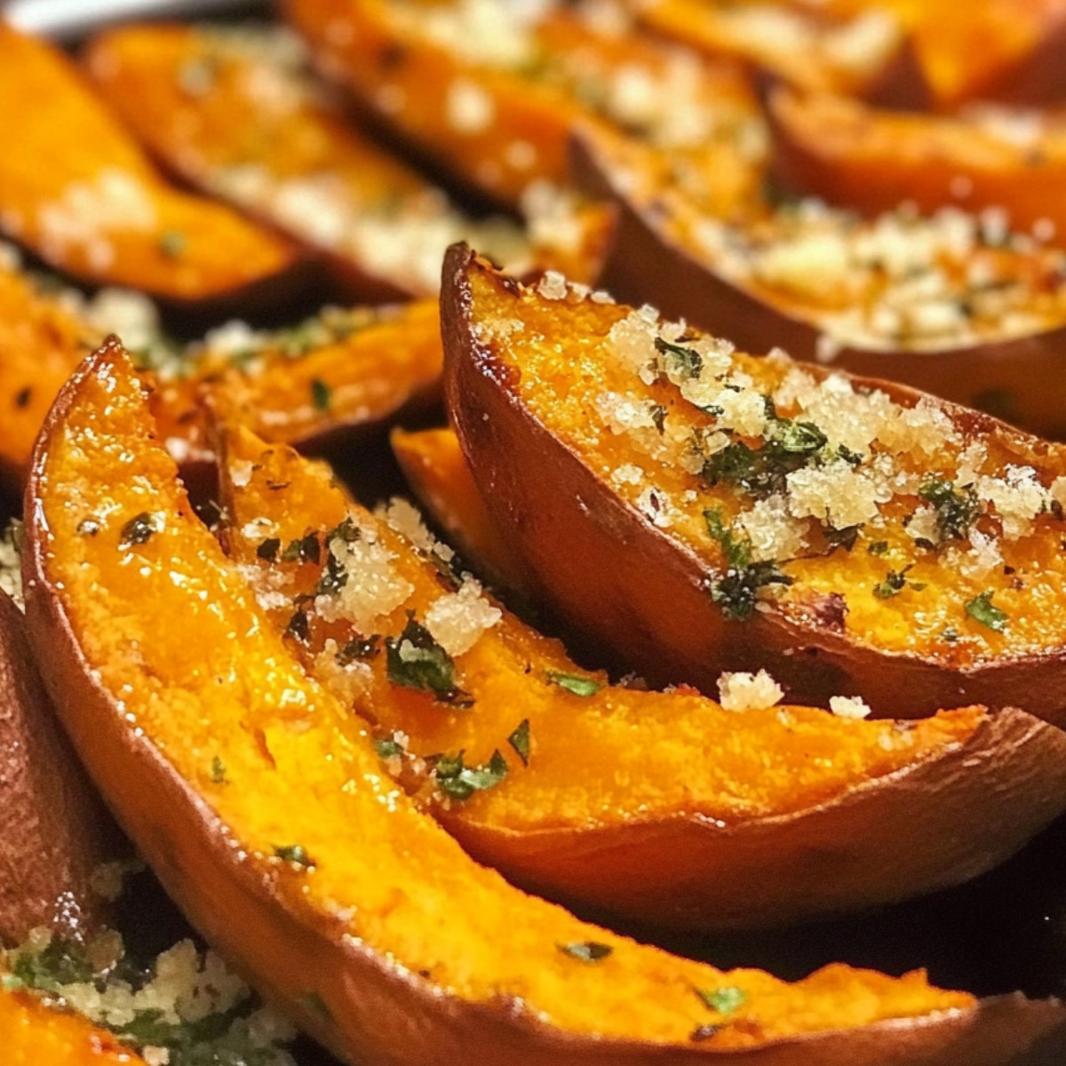 Garlic Butter Roasted Sweet Potatoes