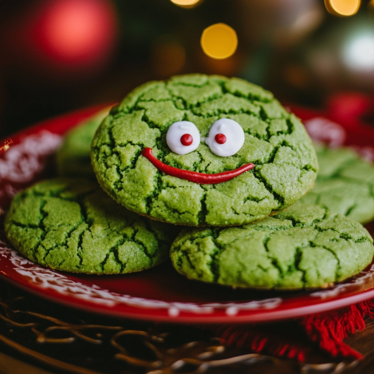 Grinch-inspired Crinkle Cookies