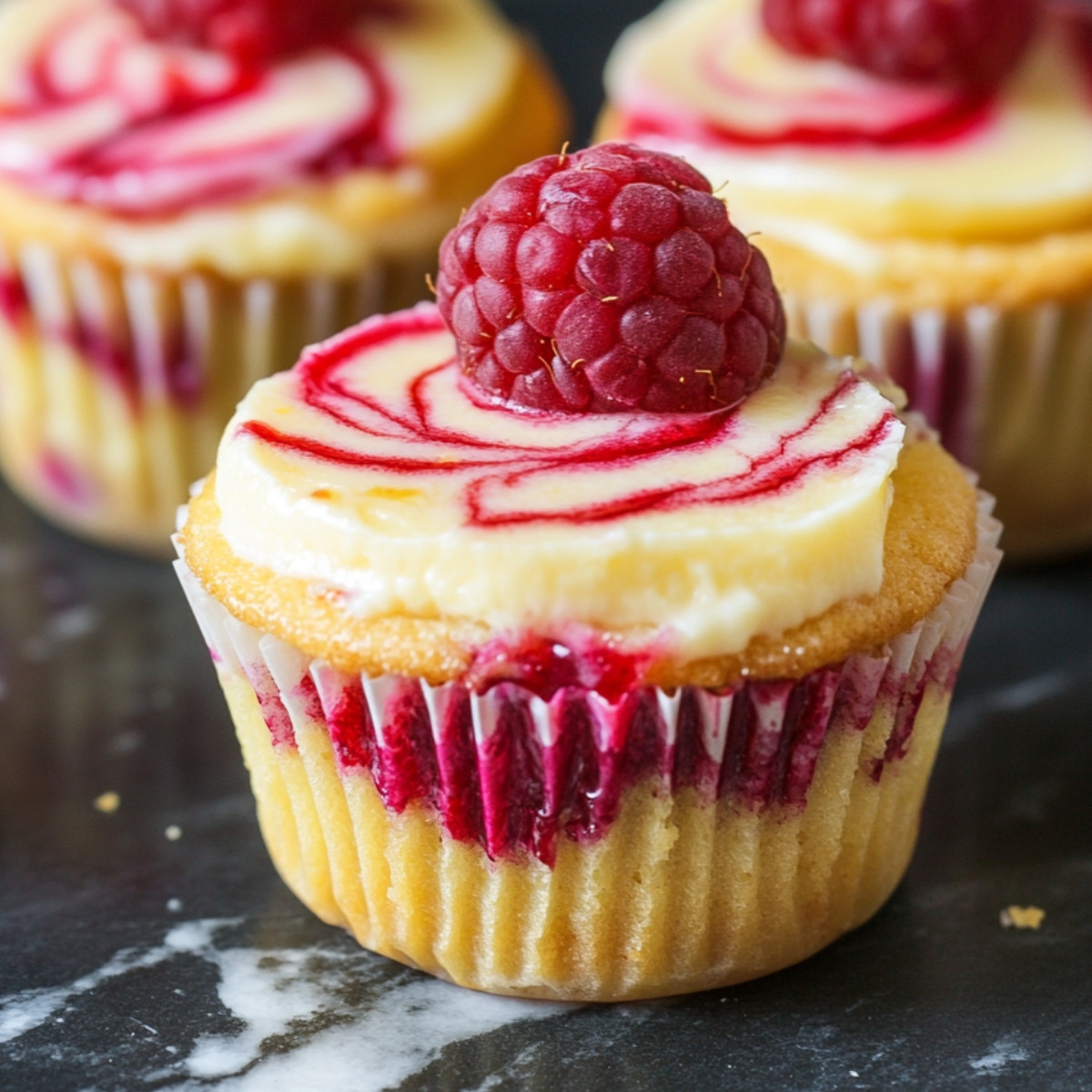 Lemon Raspberry Swirl Cheesecake Cups