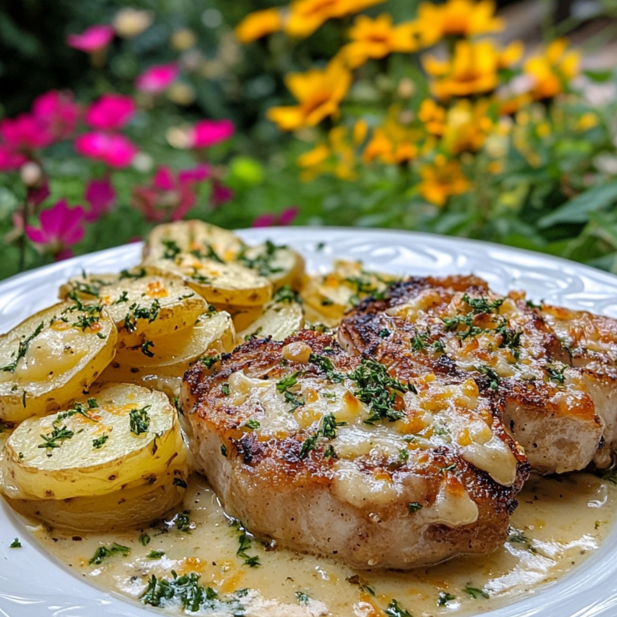 Parmesan Pork Chops and Cheesy Scalloped Potatoes