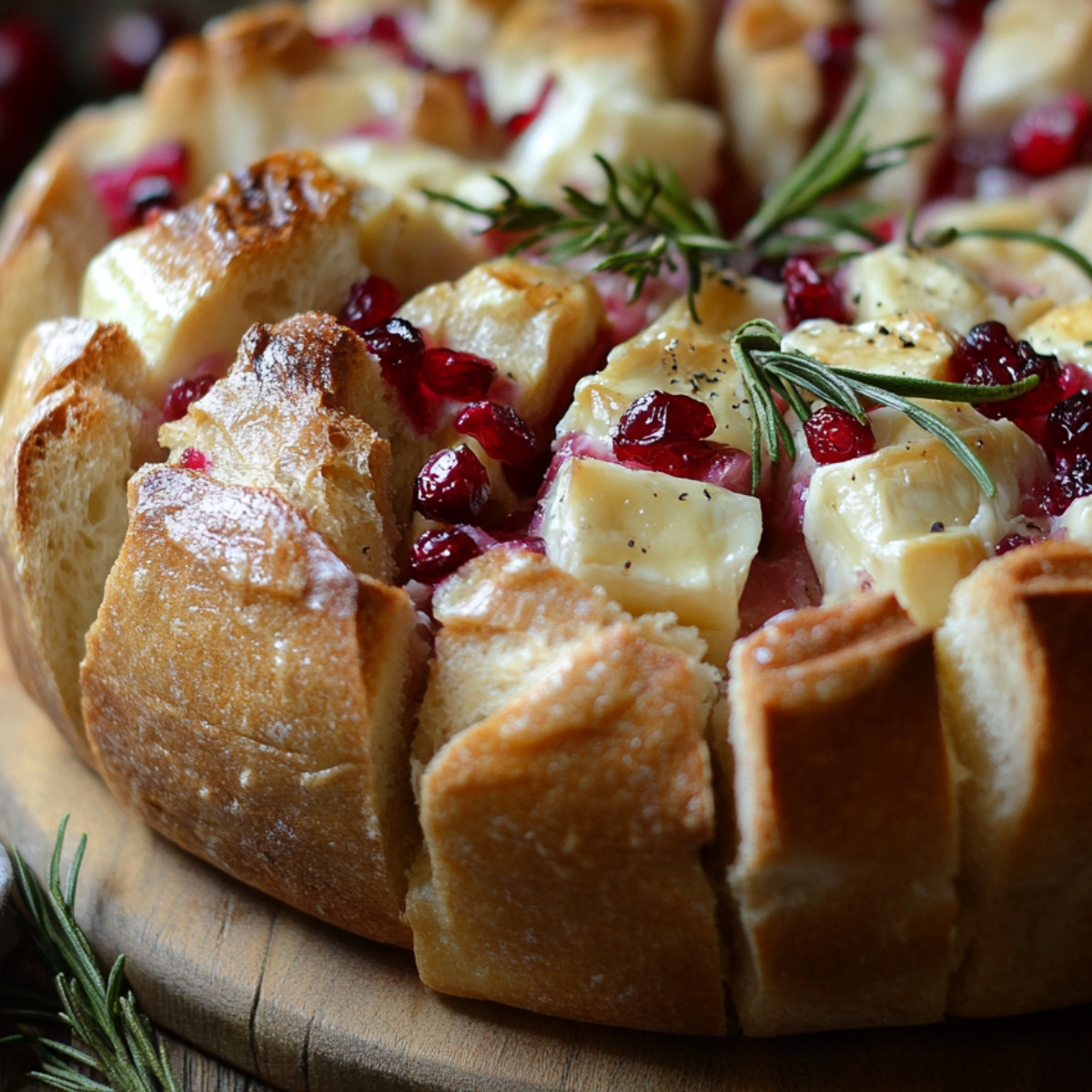 Pull-Apart Sourdough Brie and Cranberry Bread