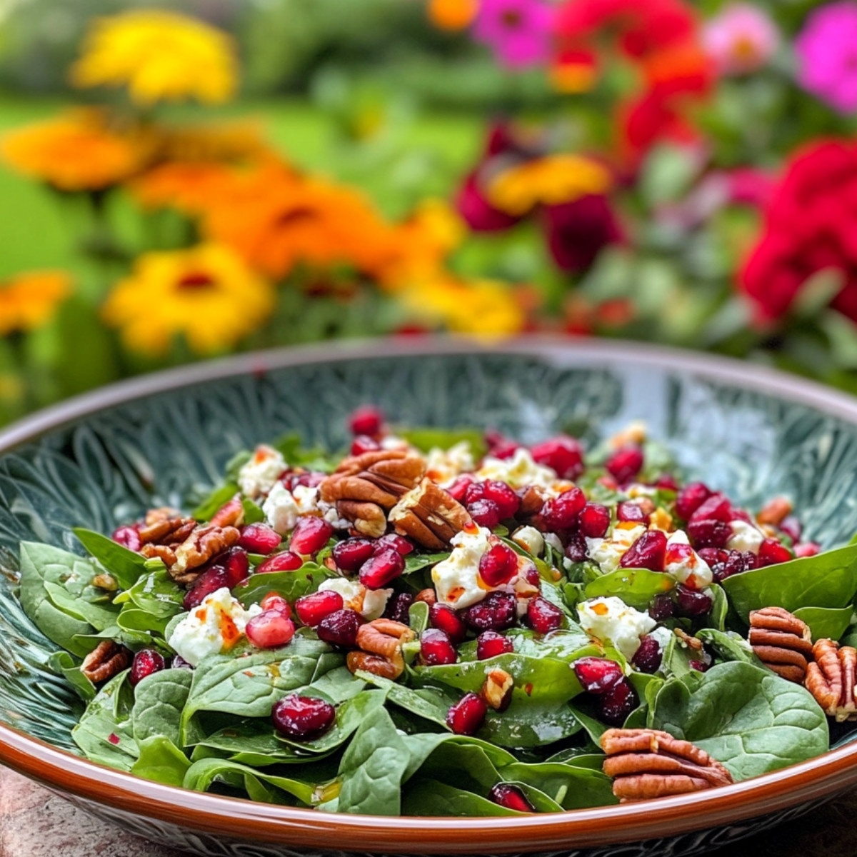 Spinach Salad with Pomegranate Cranberry Dressing