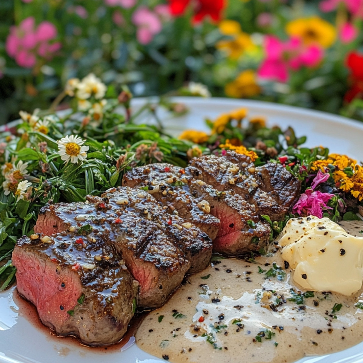 Steak with Garlic Cream Sauce