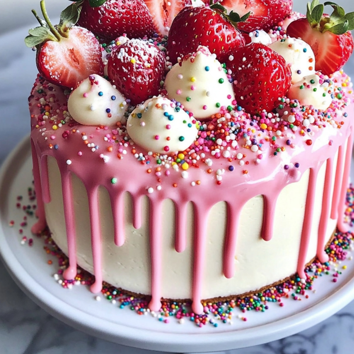 Strawberry Drip Cake