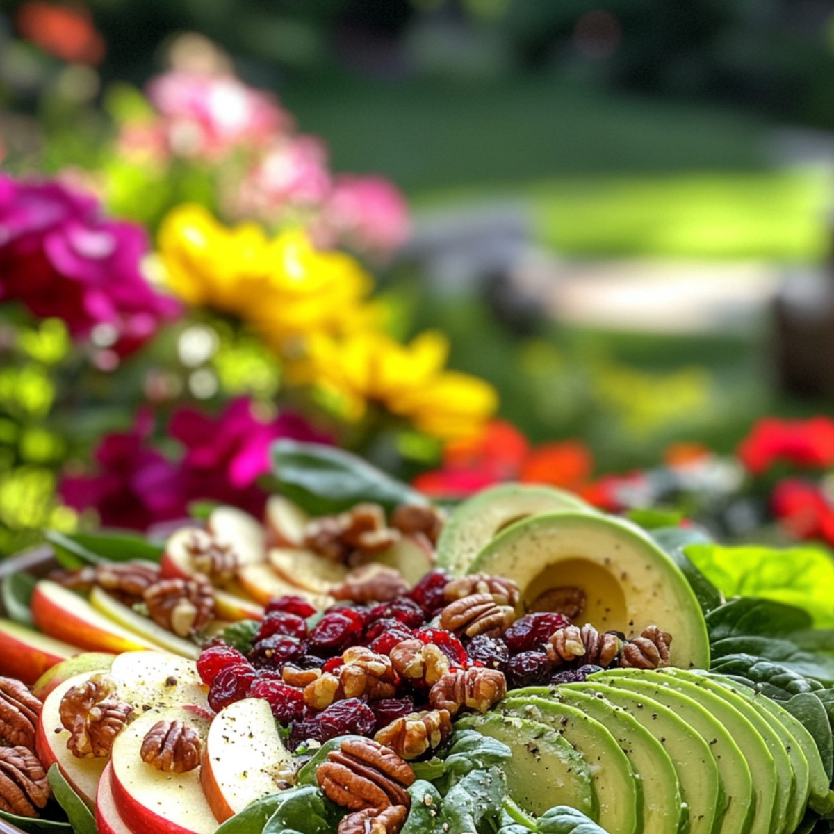 Apple Pecan Cranberry Avocado Spinach Salad