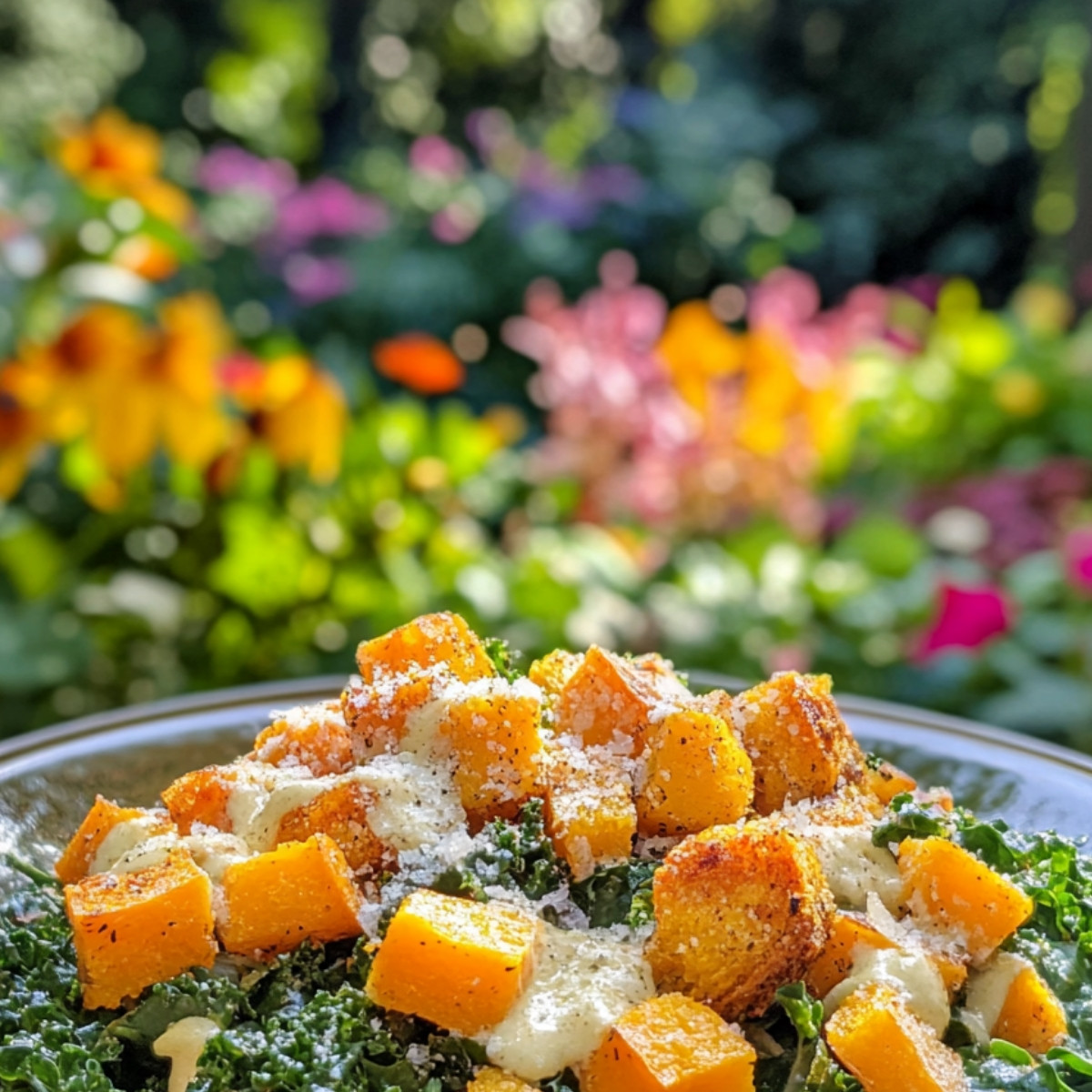 Autumn Caesar Salad with Roasted Squash Croutons