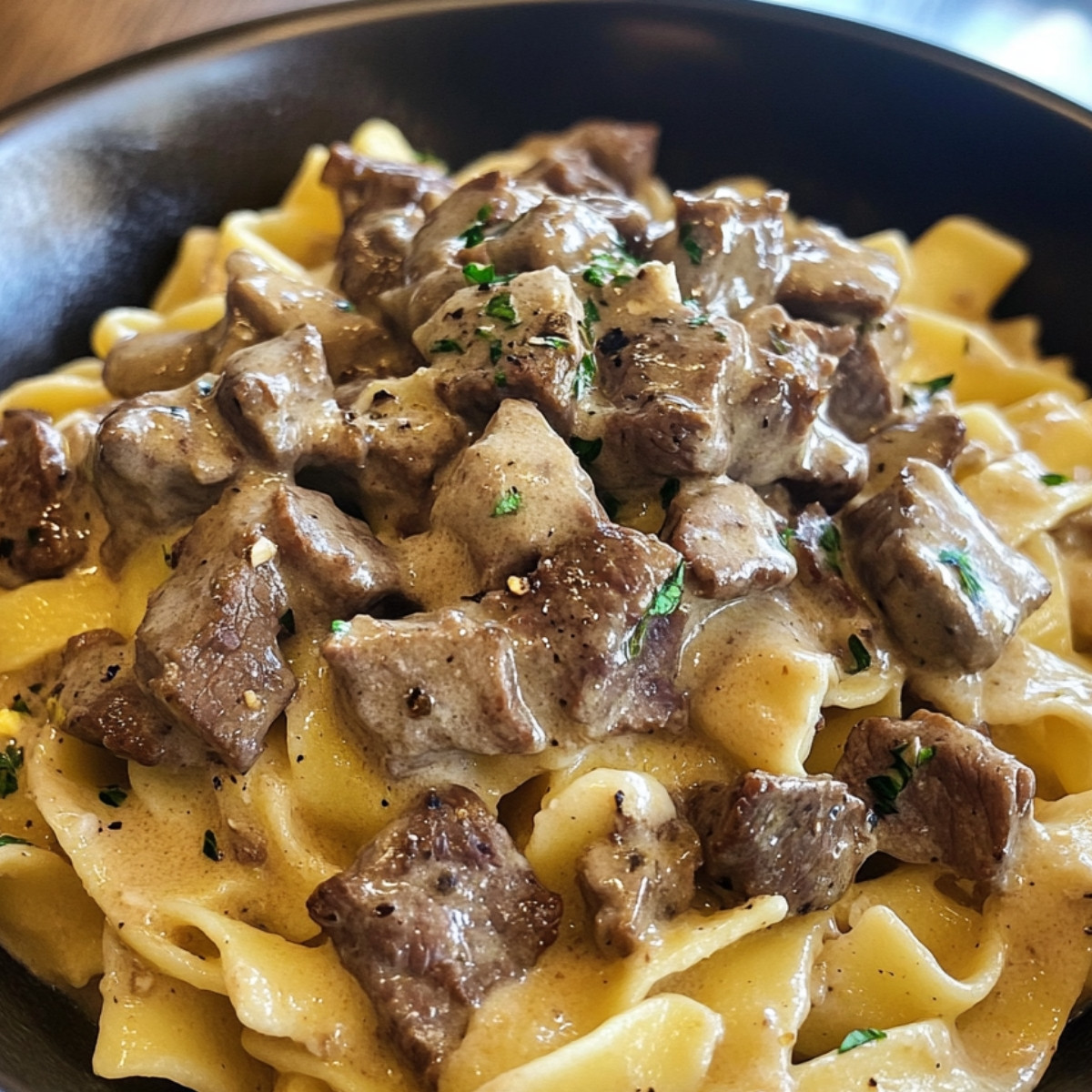 Beef Stroganoff with Egg Noodles