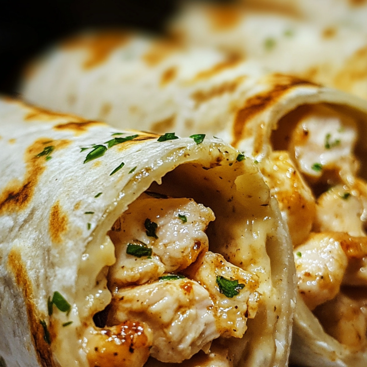 Cheesy Garlic Chicken Wraps