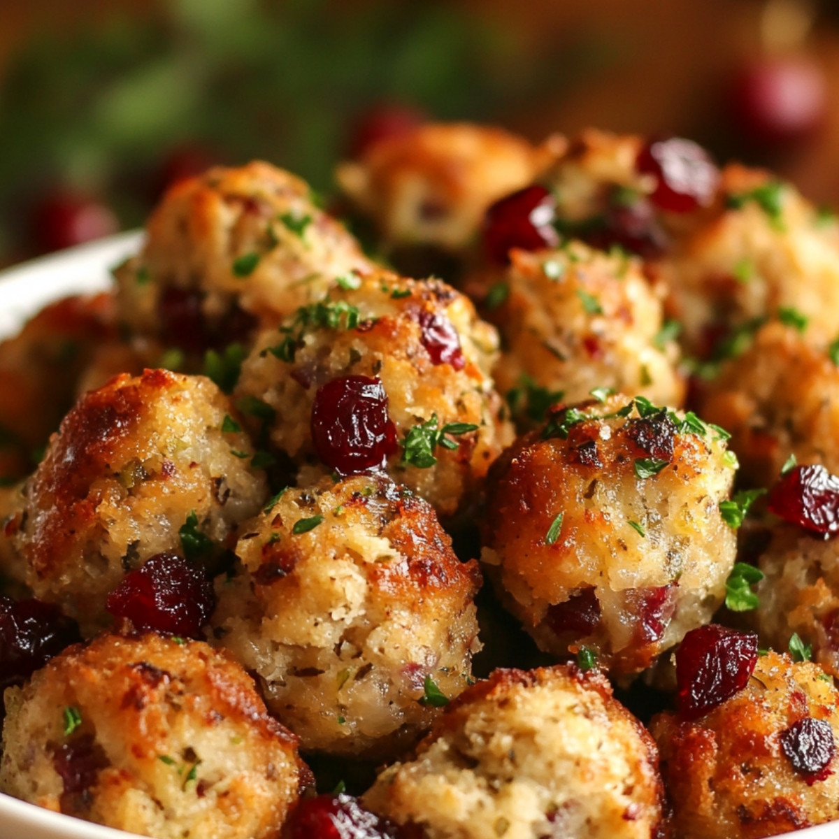 Cranberry Turkey Stuffing Balls