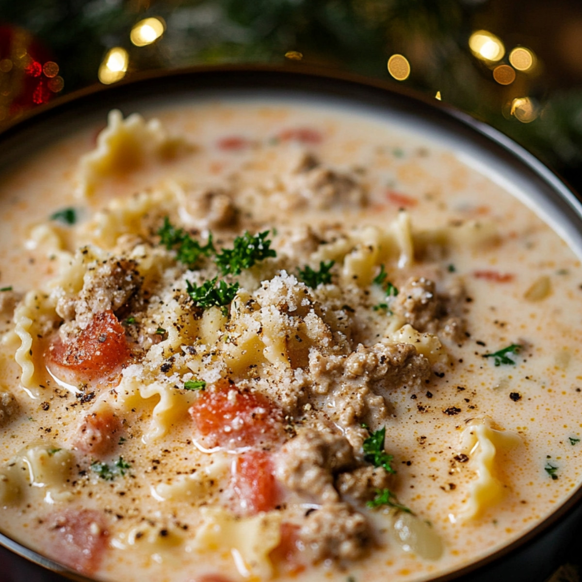 Creamy Alfredo Lasagna Soup