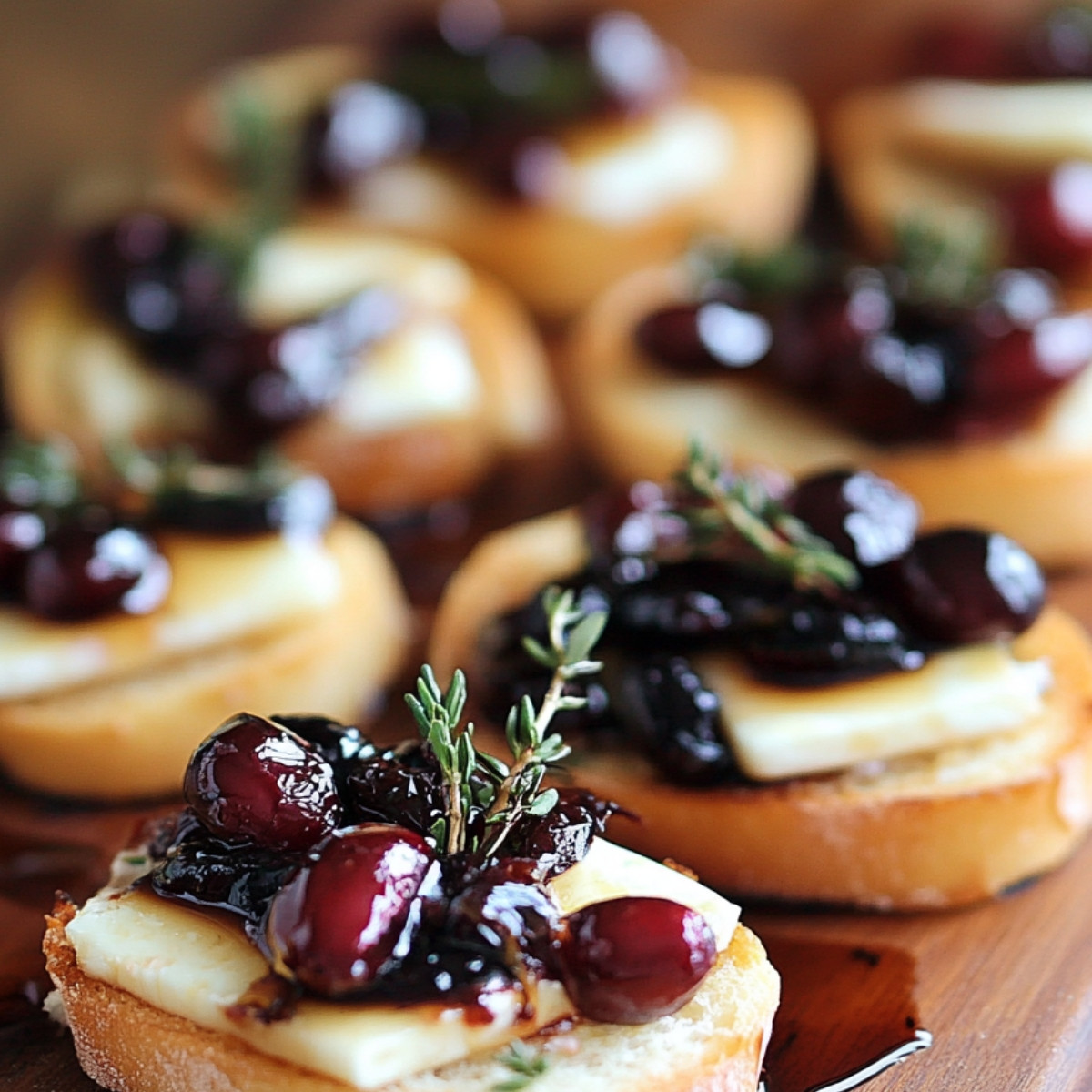 Crispy Crostini with Balsamic Roasted Cranberries and Brie