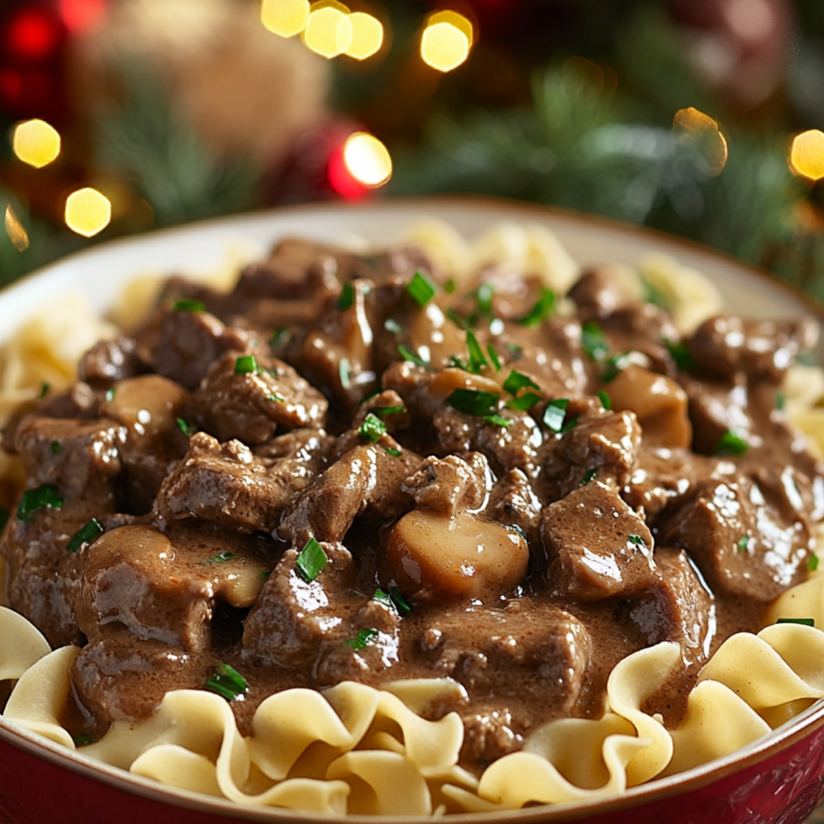 Crockpot Beef Tips & Noodles