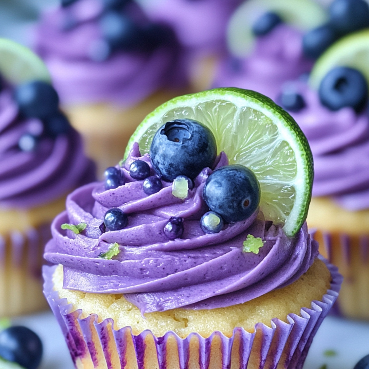 Dreamy Blueberry Lime Cheesecake Cupcakes