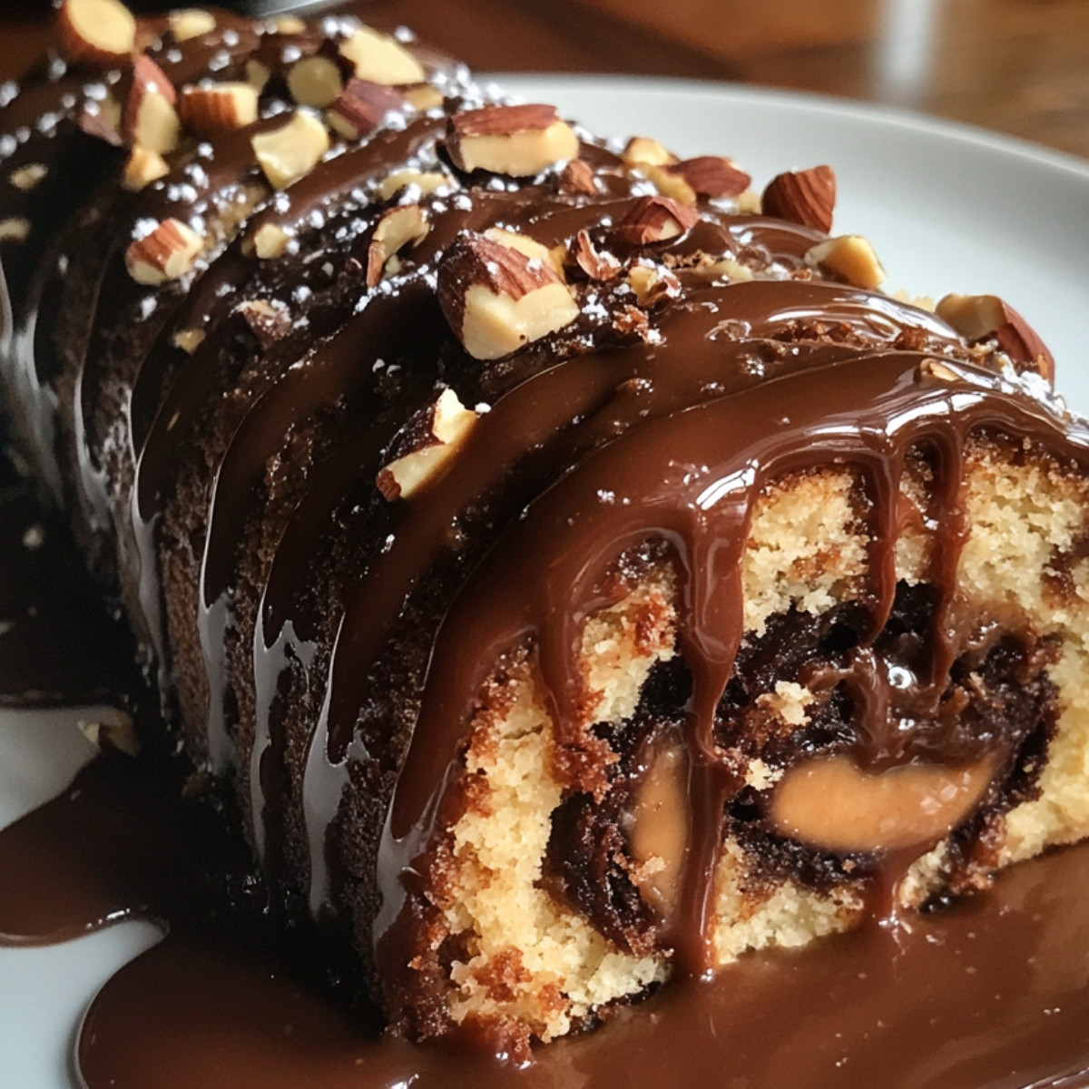 Gooey Chocolate Hazelnut Caramel Cake Roll