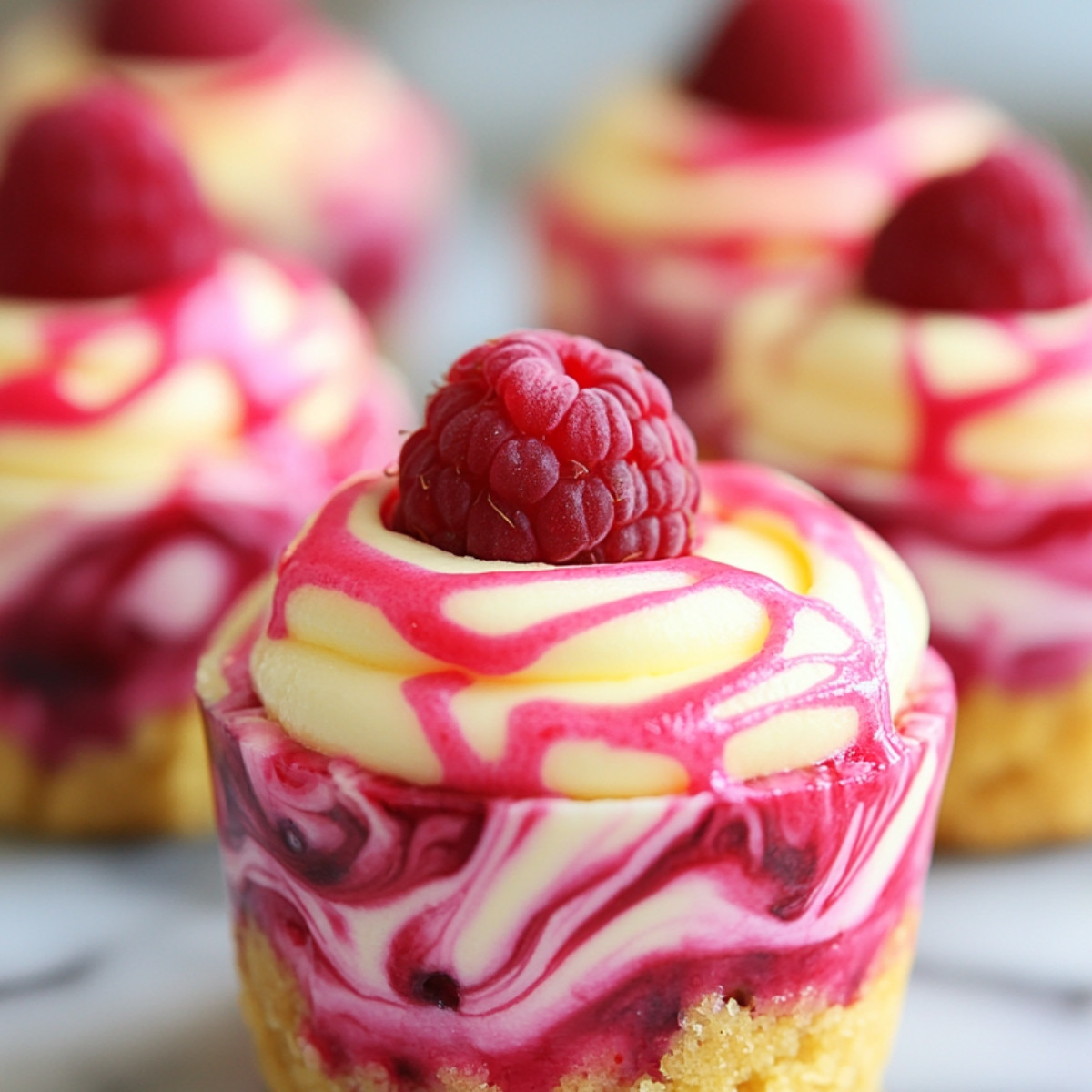 Lemon Raspberry Swirl Cheesecake Cups