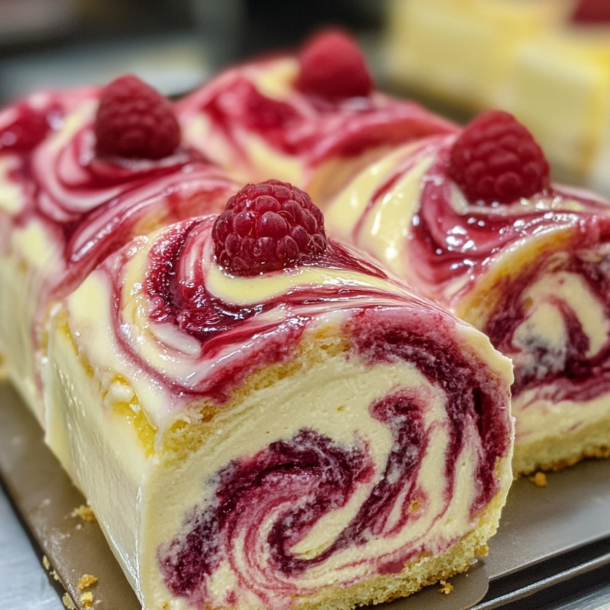 Lemon Raspberry Swirl Cheesecake Roll