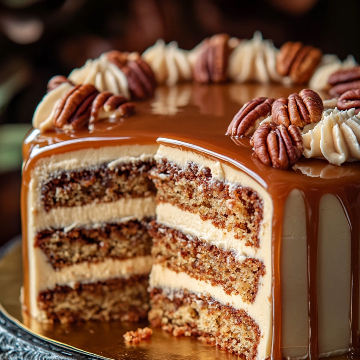 Southern Pecan Caramel Cake