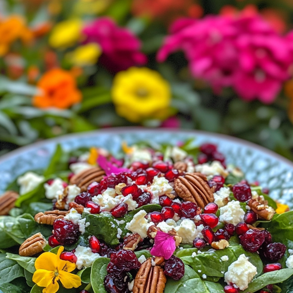 Spinach Salad with Pomegranate Cranberry Dressing