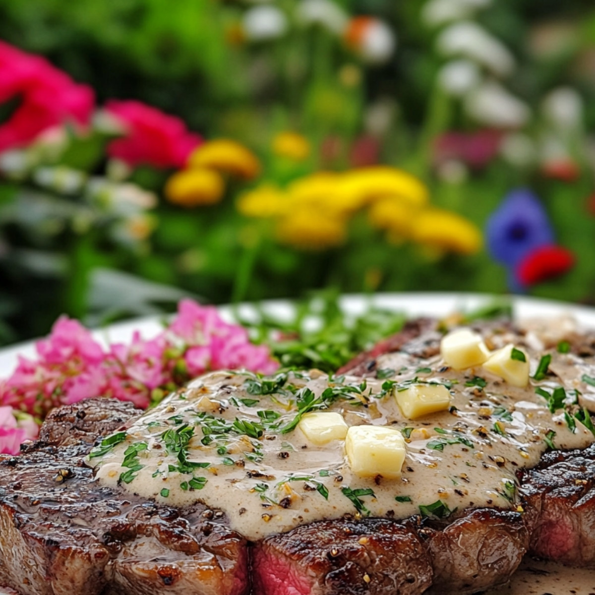 Steak with Garlic Cream Sauce