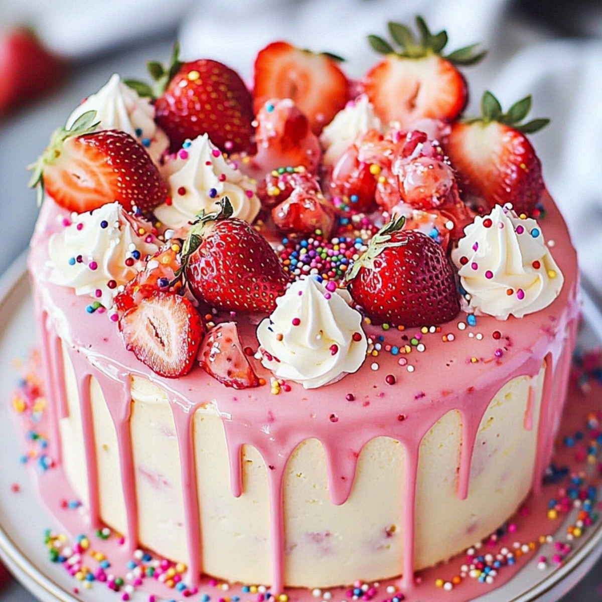 Strawberry Drip Cake